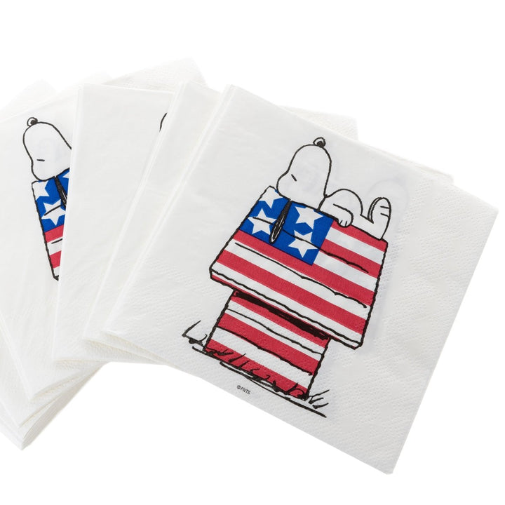 Snoopy on American Flag House Cocktail Napkins - Graphique de France