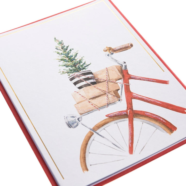 Watercolor Bike Mid - Sized Holiday Boxed Card - Graphique de France