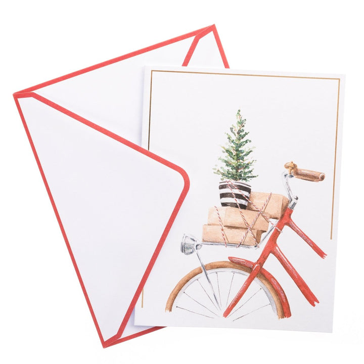 Watercolor Bike Mid - Sized Holiday Boxed Card - Graphique de France