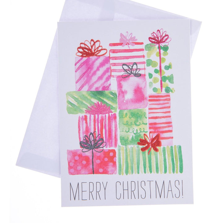 Watercolor Presents Large Classic Holiday Boxed Card - Graphique de France