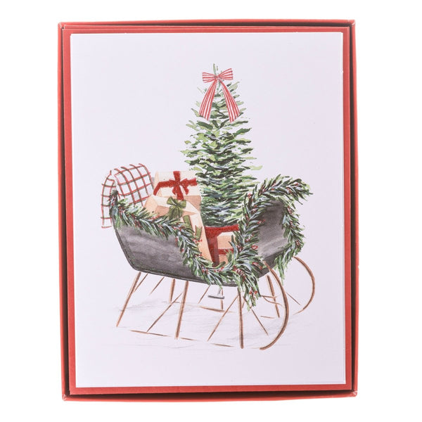 Watercolor Sled Mid - Sized Holiday Boxed Card - Graphique de France