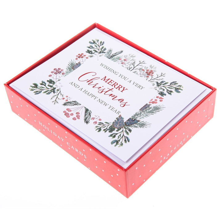 Winter Greenery Mid - Sized Holiday Boxed Card - Graphique de France